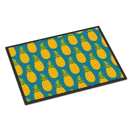 Micasa Pineapples on Teal Indoor or Outdoor Mat24 x 36 in. MI627669